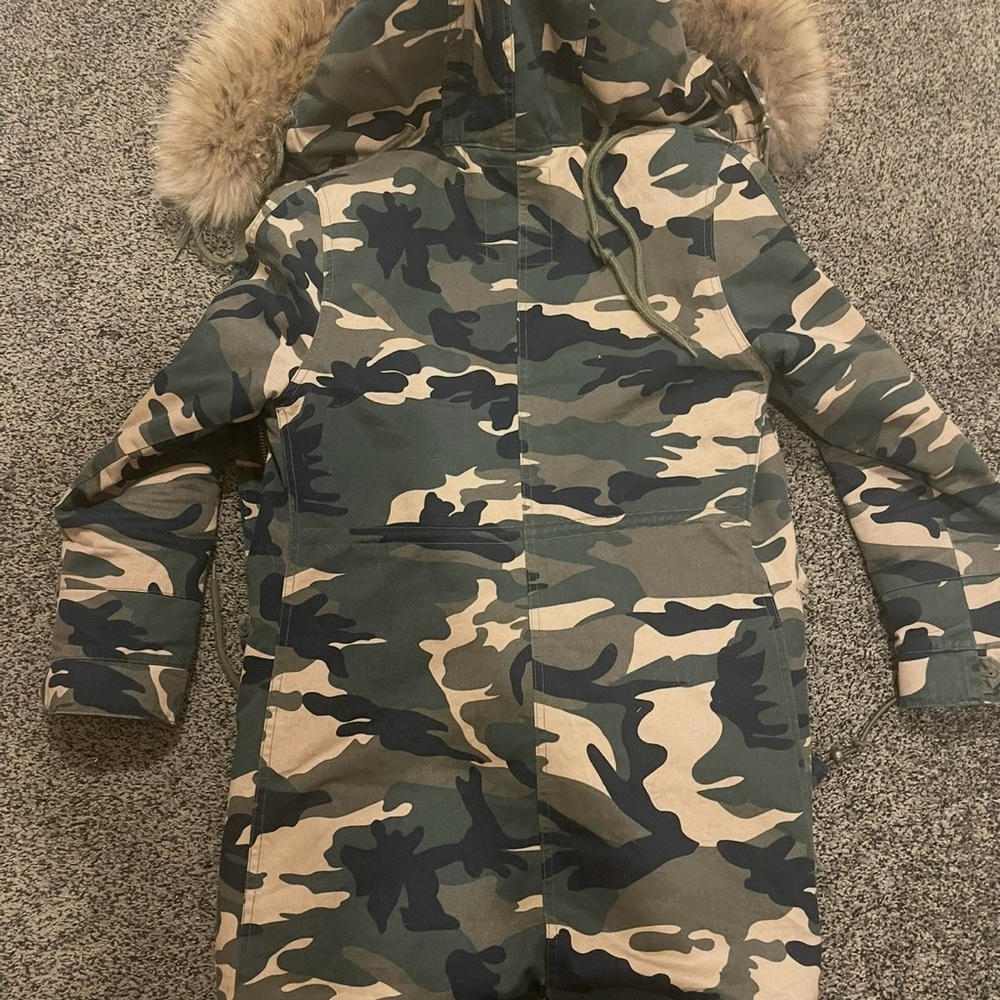 Camouflage Parka with Fur Hood